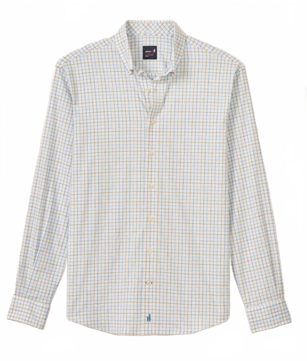 NEW JOHNNIE-O men's everyday performance button down shirt in paddock tattersall